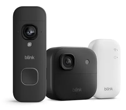 Blink Outdoor 2K+ Kamera mit Blink Mini 2K+ Innenkamera (neueste Generation)