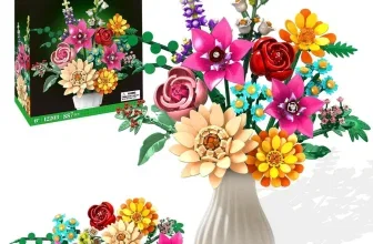 Bauset Blumenstrauß aus Bausteinen mit Box, Vase und bunten Blüten