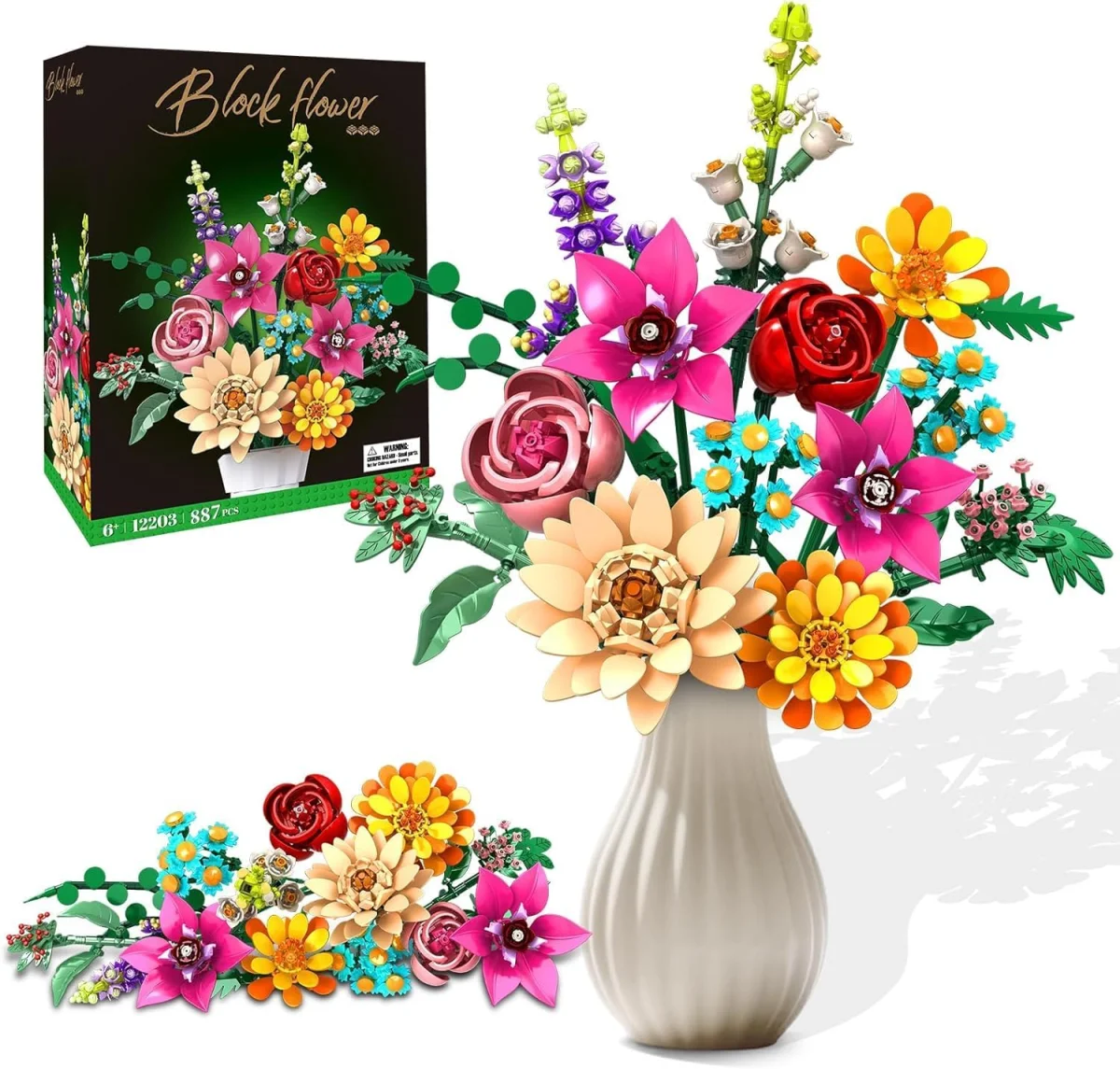 Blumenstrauß Bauset Blumen für Home Office Dekor (887 Teile)