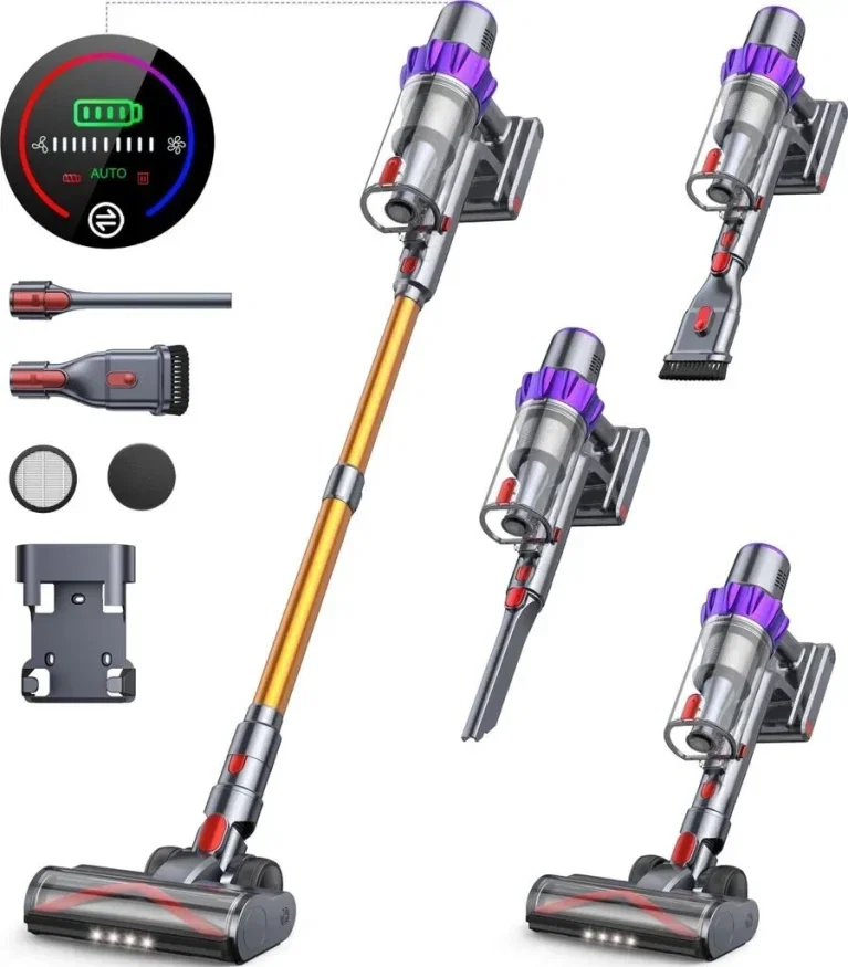 Buture VC80 kabelloser Staubsauger mit Zubehör, Wandhalterung und LED-Bodenbürste