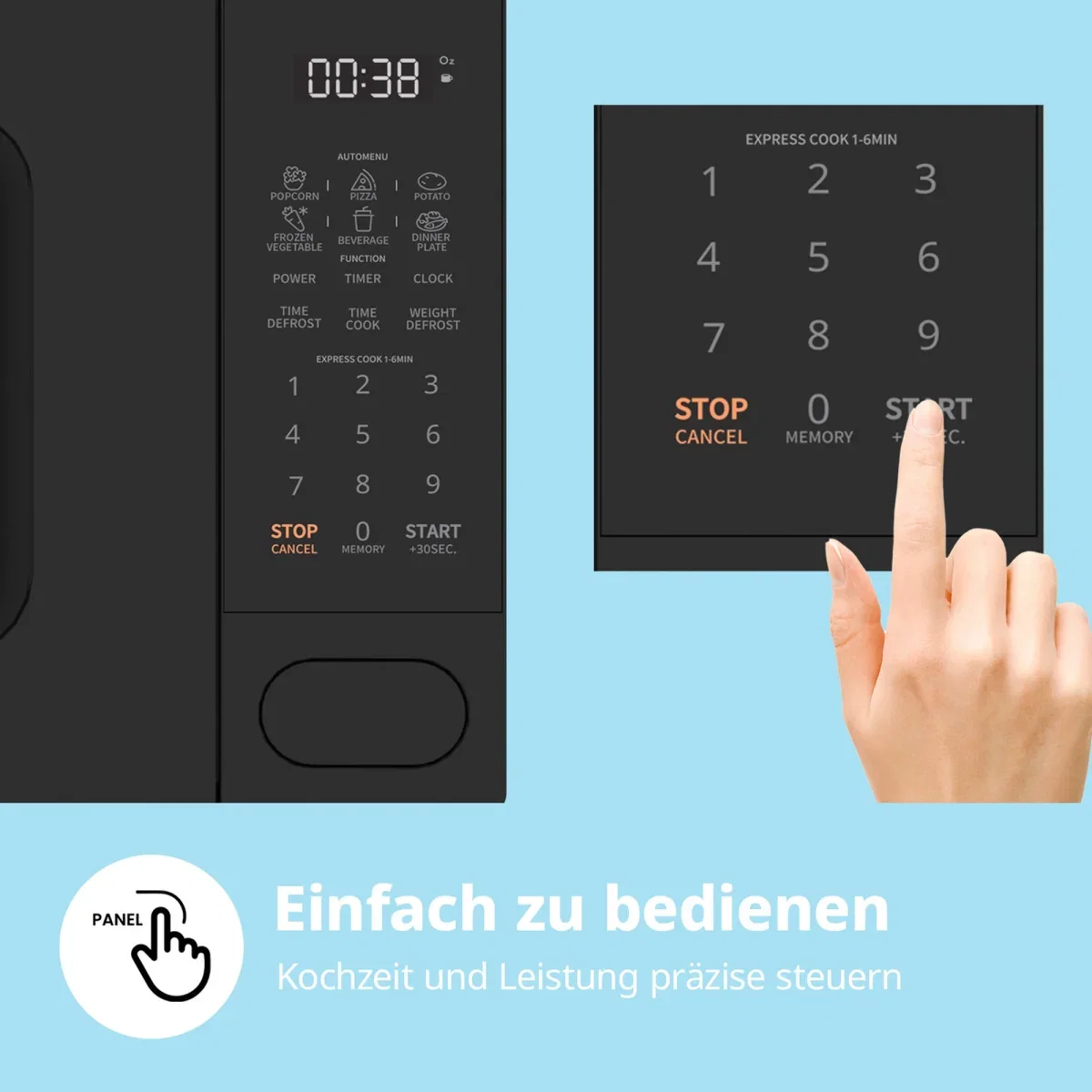 Comfee CM-E202CCBK Mikrowelle mit digitalem Display in einer modernen Küche