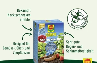 Compo Schnecken-frei Streugranulat mit Symbol für Bienensicherheit und Regenfestigkeit