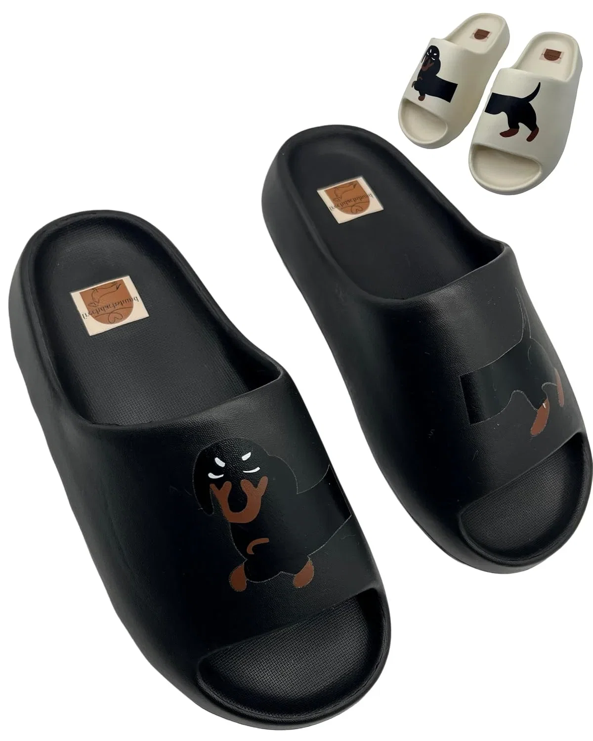 Dackel Badelatschen (schwarz)