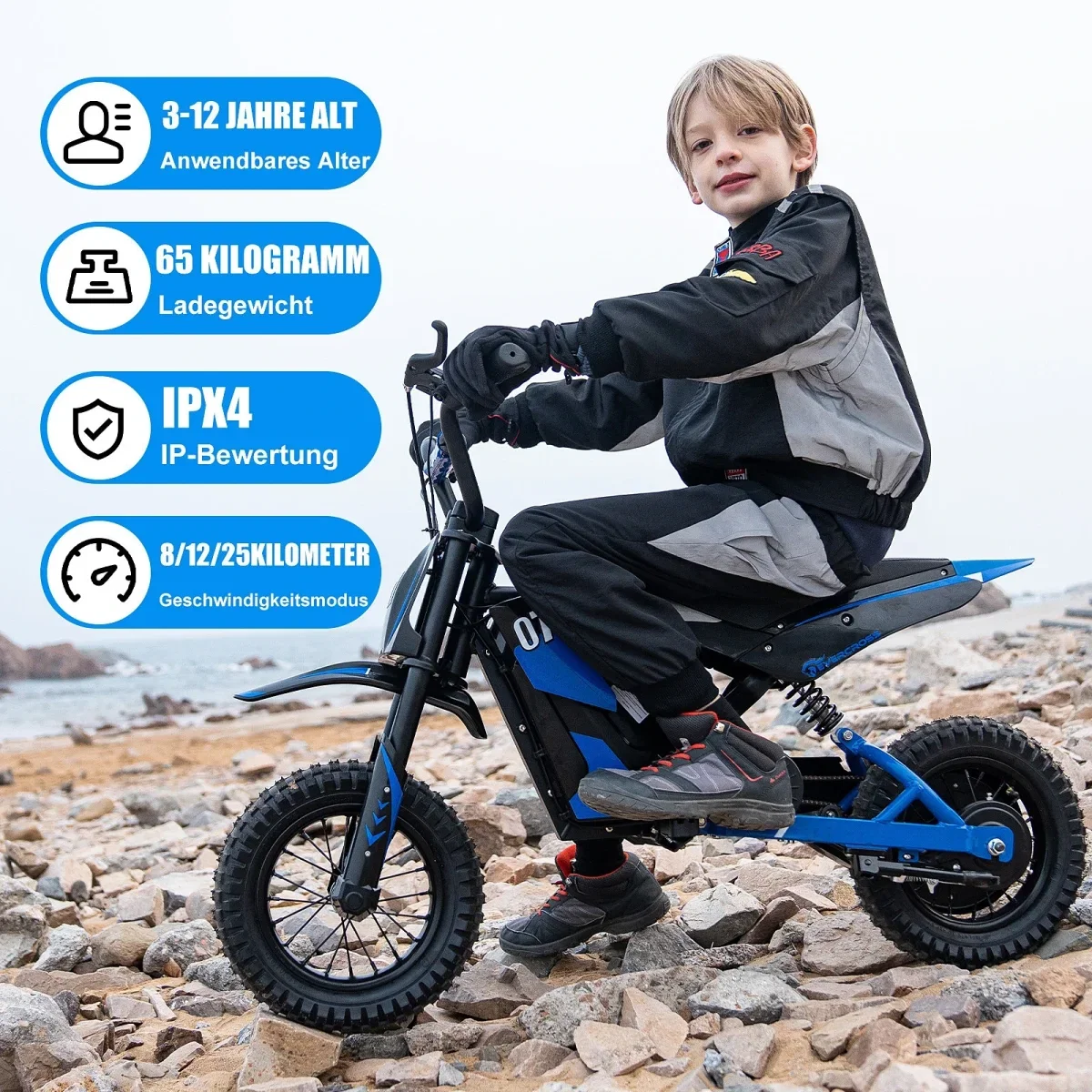 Evercross Tech Kinder-Elektromotorrad EV12M-Motor 300W