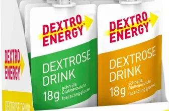 Dextro Energy Dextrose Drink Mix Pack mit grünen und orangefarbenen Beuteln