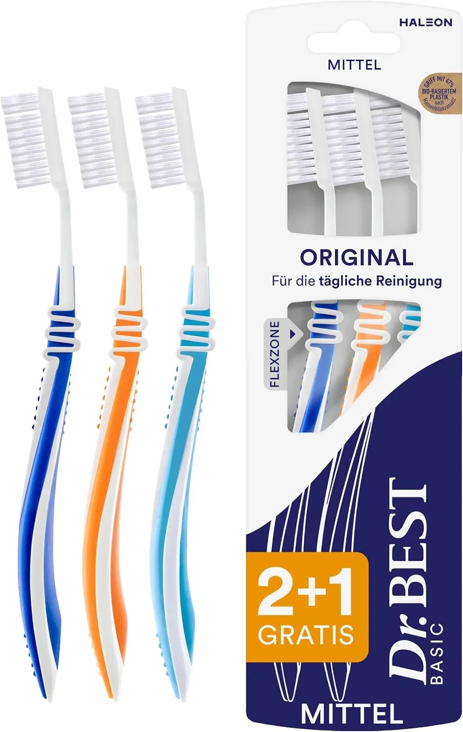 5x Dr.BEST Original Zahnbürste Mittel 3er Pack