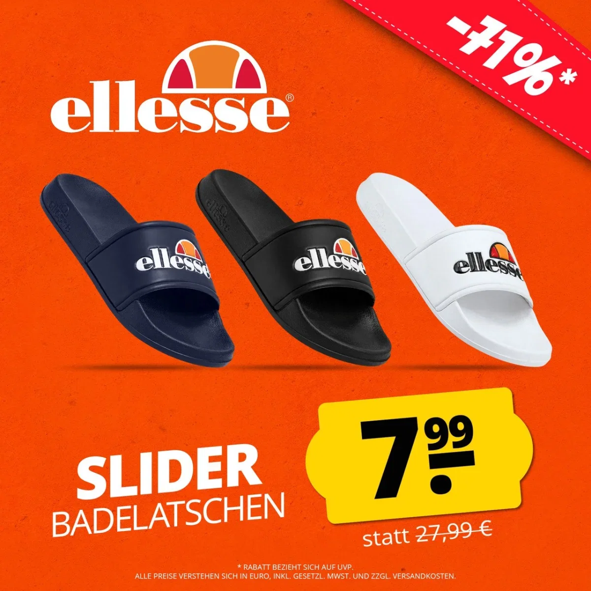 Ellesse Slider Herren Badelatschen (3 Farben, Gr. 41 bis 46)