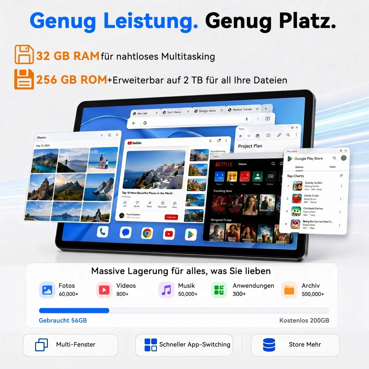 ExcitPower T70 11 Zoll Android16 Tablet 32GB+256GB