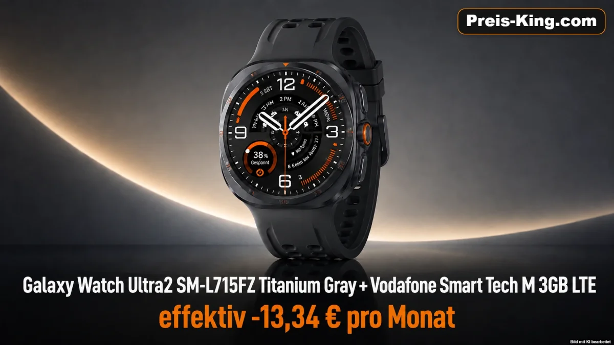 Samsung Tarife: Galaxy Watch Ultra2 SM-L715FZ Titanium Gray + Vodafone Smart Tech M 3GB LTE für 9,99 € / Monat + 189,00 € einmalig