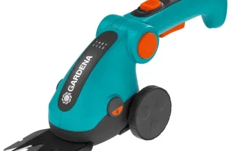Gardena ComfortCut Li Akku-Grasschere in Türkis und Schwarz mit Rad und Messern