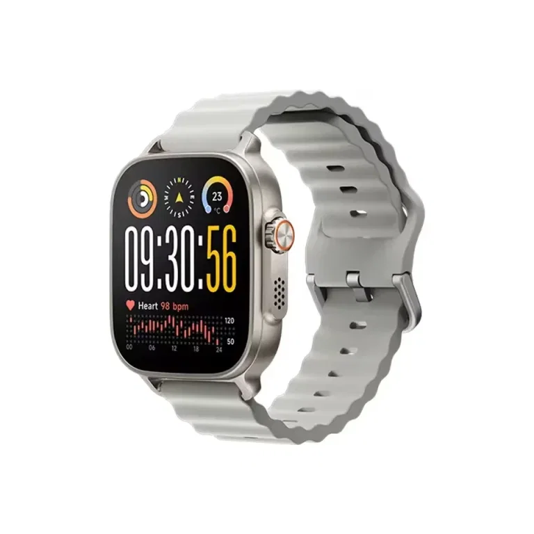 Realme Watch 5 in Grau mit silbernem Gehäuse und aktivem Display
