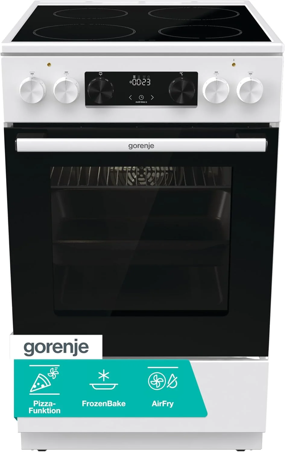 Gorenje GEC5C61WG Elektro-Standherd mit Glaskeramik-Kochfeld 50cm