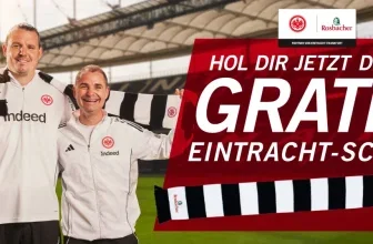 Schwarz-weiß gestreifter Eintracht Frankfurt Fanschal als exklusive Aktionszugabe