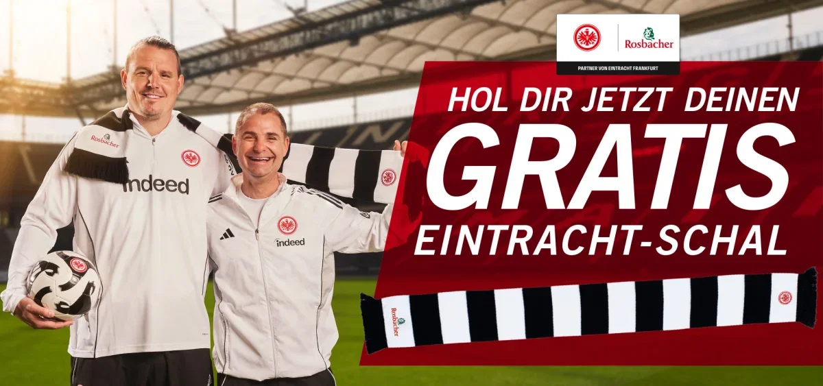 Gratis Eintracht-Schal 🦅 Rosbacher kaufen & Bon hochladen