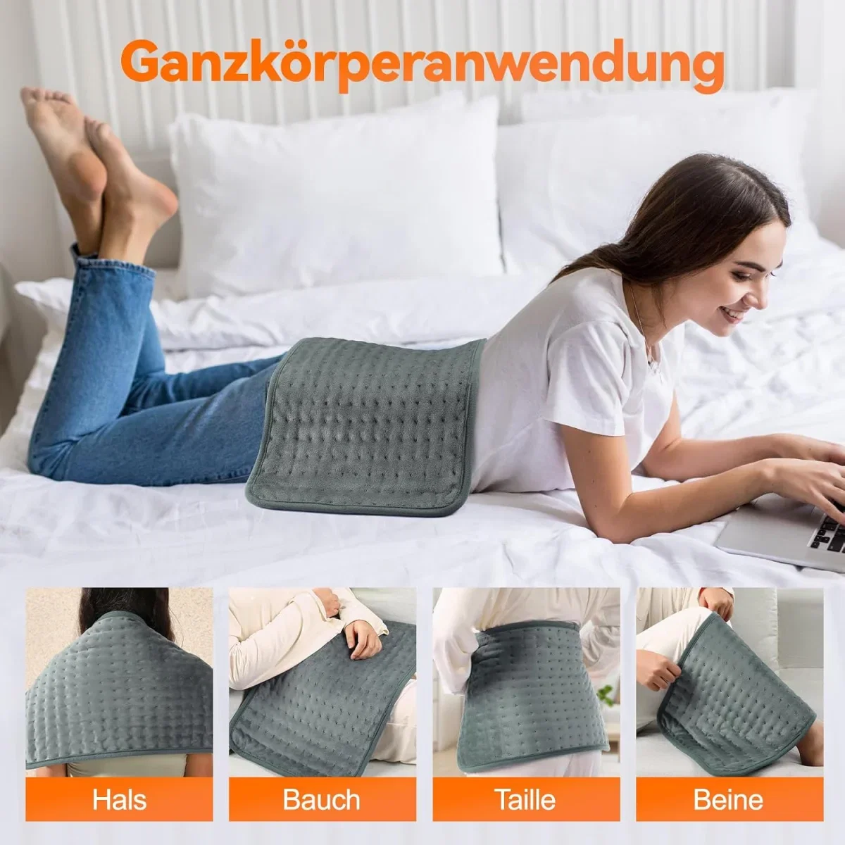 OneAmg Heizkissen mit Abschaltautomatik (30x60cm, 6 Heizstufen, 4h Timer)