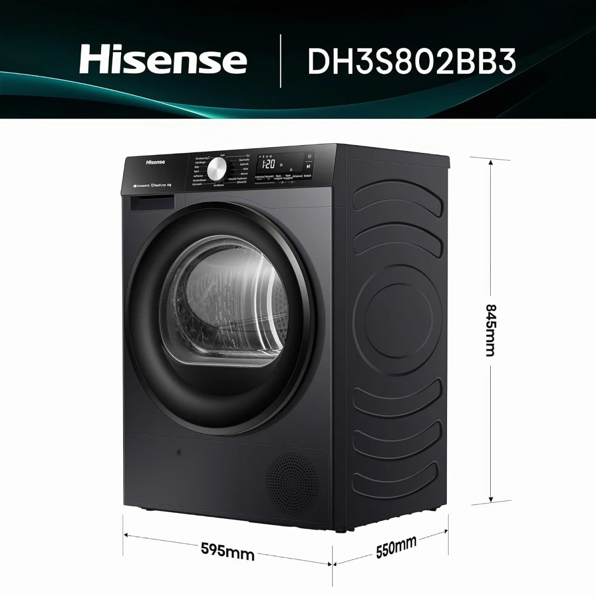 Hisense DH3S802BB3 Kondenstrockner mit Wärmepumpe (8kg)
