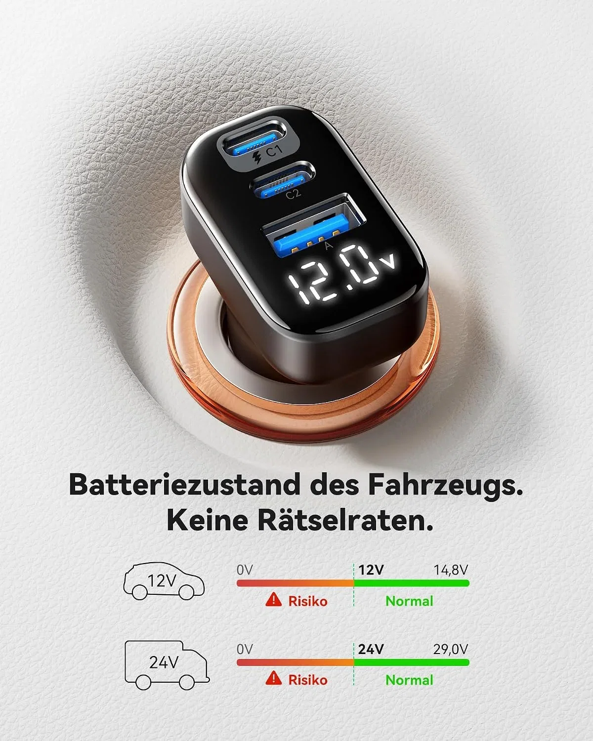 INIU Zigarettenanzünder 90W [Zwei USB C 45W]