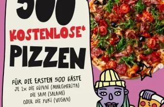 Flyer für The Pizzary Neueröffnung: 500 kostenlose Pizzen am 28.08.2026 in Berlin