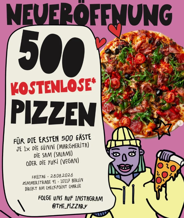 Gratis Pizza Berlin – The Pizzary eröffnet am Checkpoint Charlie
