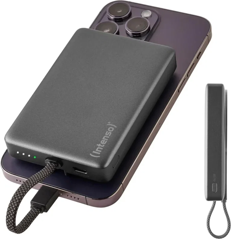 Intenso MC10000 Powerbank mit magnetischer Rückseite und integriertem USB-C-Kabel