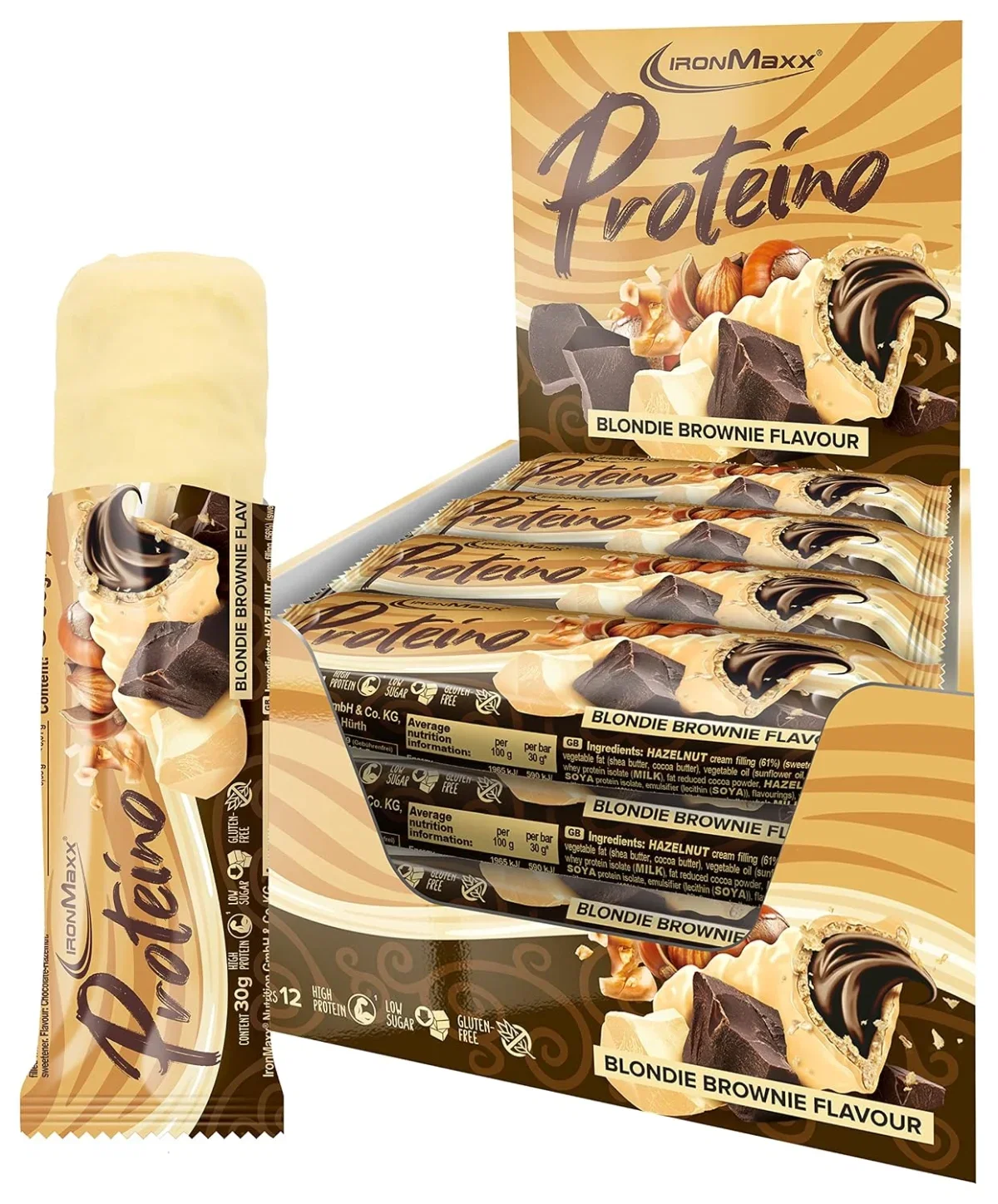 IronMaxx Proteino Proteinriegel – Blondie Brownie High Protein (12x30g)