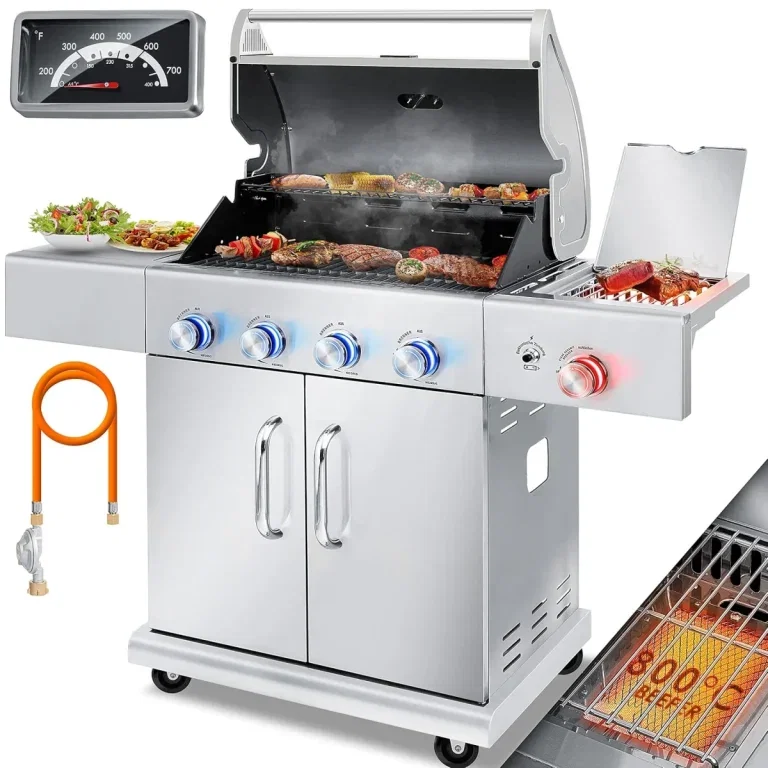 KESSER Gasgrill mit offenem Deckel, Grillgut, Thermometer und Infrarot-Seitenbrenner