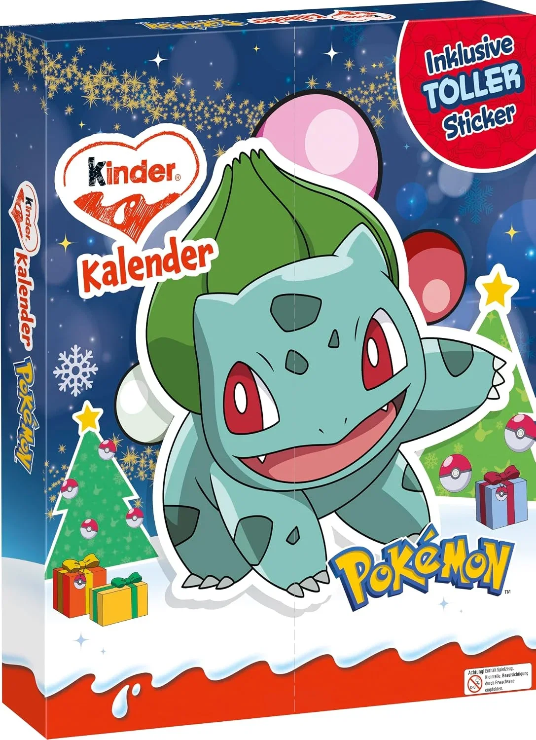 kinder Pokémon Adventskalender 2026 mit Bisasam-Motiv