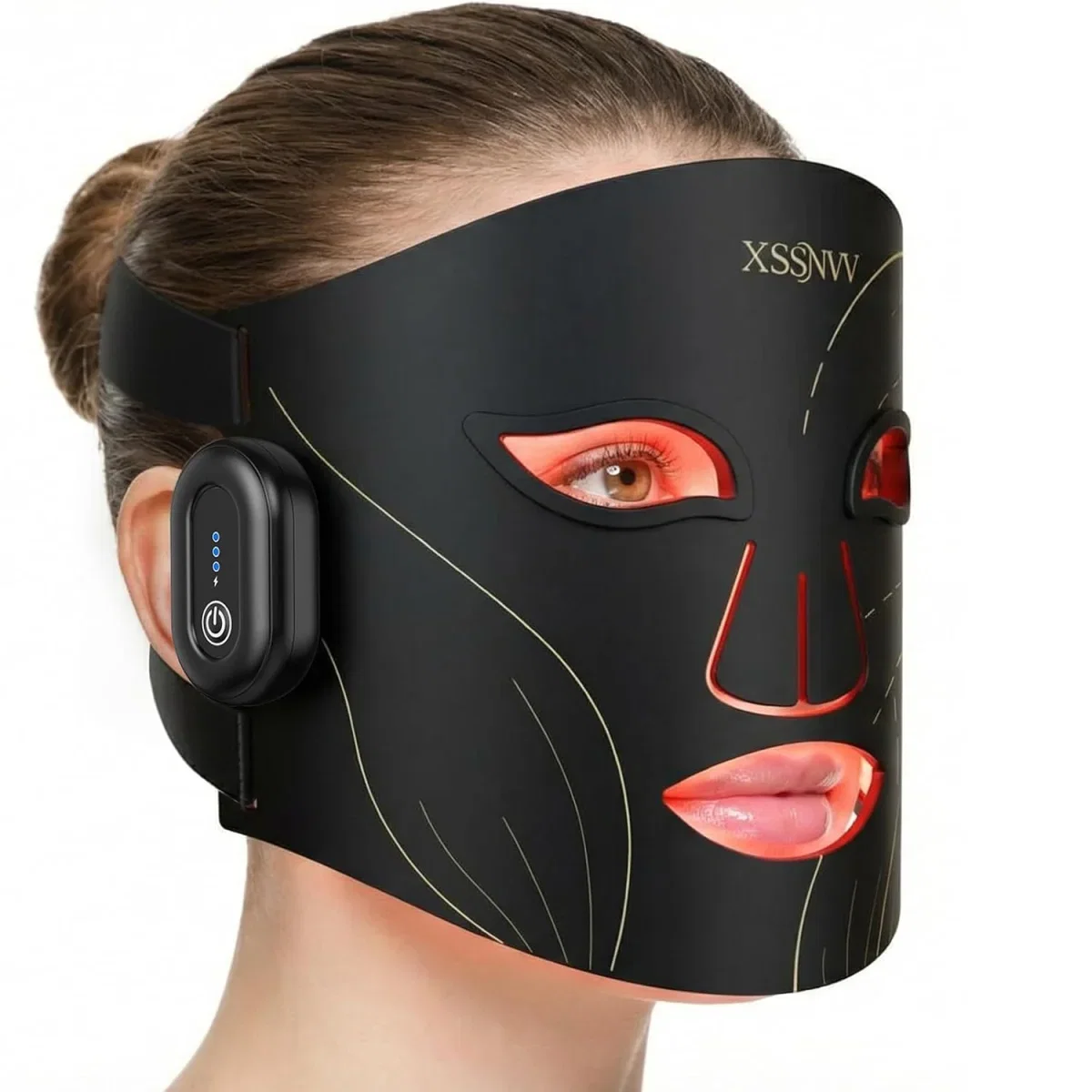 LED Maske Gesicht Kabellos Lichttherapie Gesichtsmaske (4 Modi)