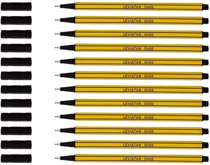 LEVIATAN D400 Fineliner Schwarz 12 Stück