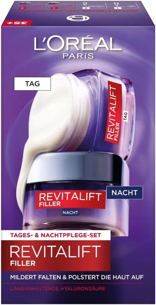 L’Oréal Paris Gesichtspflege Anti-Aging Hyaluron Tages- und Nachtpflege Set 2er Pack (2x50ml)
