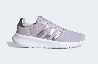 Lila adidas Lite Racer 3.0 Sneaker mit silbernen Streifen und weißer Sohle