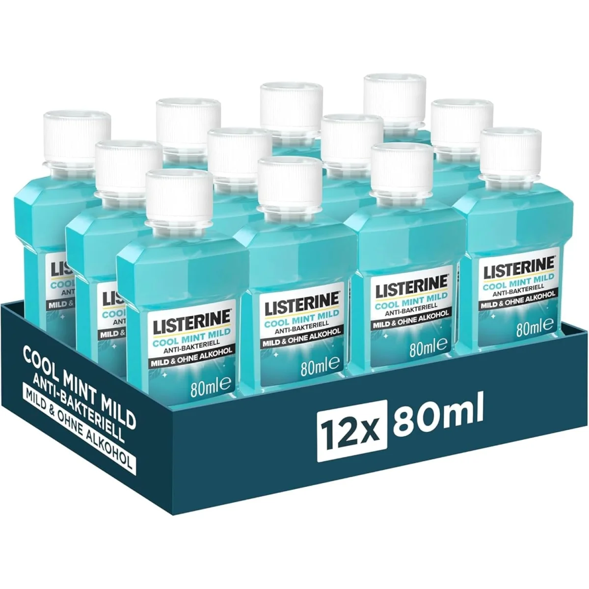 Listerine Cool Mint Mild Mundspülung Alkoholfrei (12x80ml)