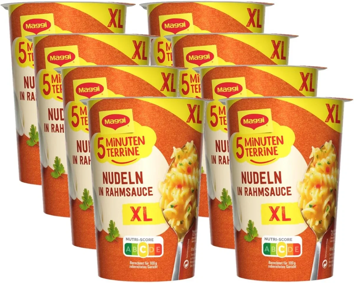 MAGGI 5 Minuten Terrine XL Nudeln in Rahmsauce (8x83g)