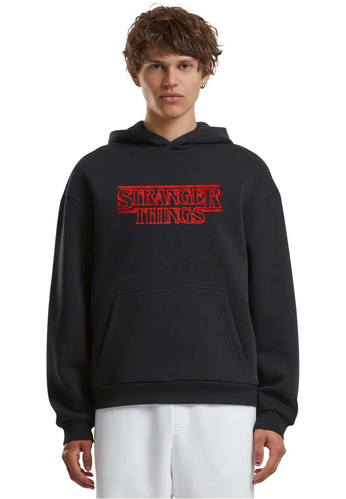 MERCHCODE Stranger Things Neon Sign Fluffy Hoody Black Herren (Gr. XS bis XXL)