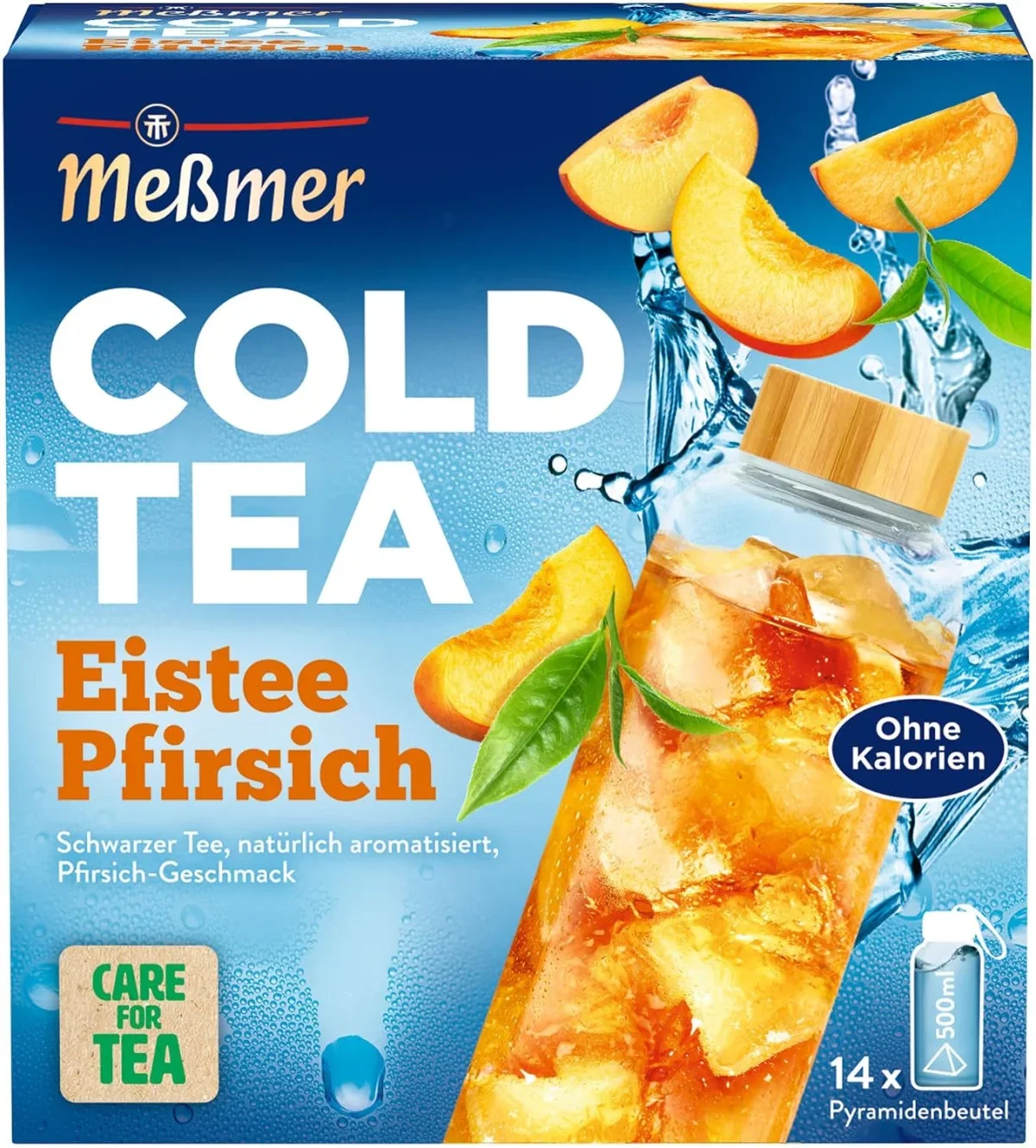 Meßmer Cold Tea Eistee Pfirsich (Kaltaufguss mit 14 Pyramidenbeuteln für jeweils 500 ml Wasser)