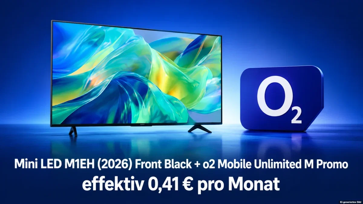 Samsung Tarife: Samsung 75 Zoll Mini LED M1EH (2026) Front Black + o2 Mobile Unlimited M Promo für 29,99 € / Monat + 188,99 € einmalig