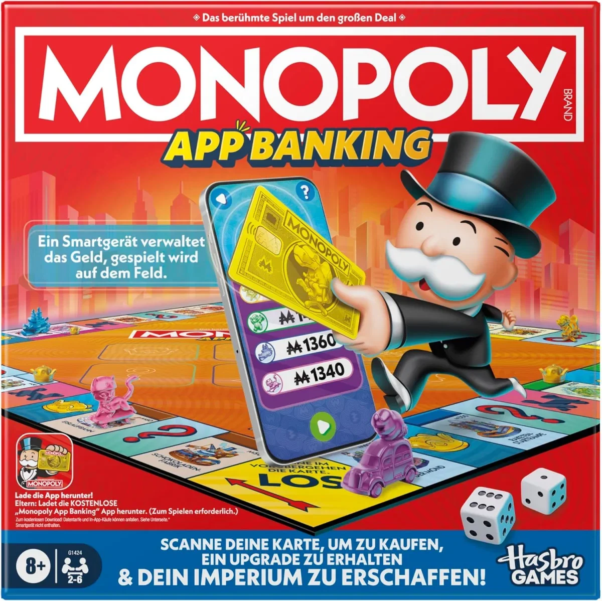 Monopoly App Banking Brettspiel (elektronisches Spiel für Kinder ab 8 Jahren für 2 bis 6 Spieler)