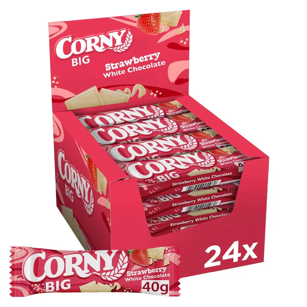 Müsliriegel Corny Big Strawberry White Chocolate Erdbeere (24x40g)