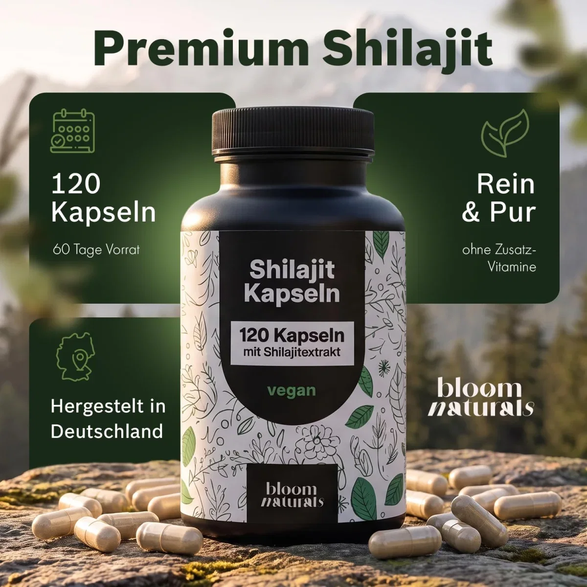 Fehler? 🚨 Mumijo Shilajit Kapseln hochdosiert (120 Kapseln – 1300 mg pro Tag)