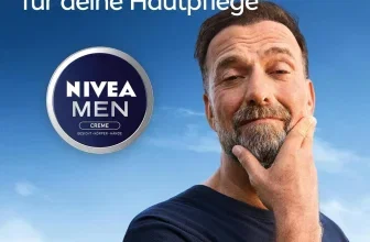 Werbemotiv mit Nivea Men Creme Dose und Mann vor blauem Himmel