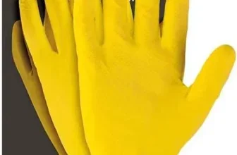Gelbe Ogrifox Latexhandschuhe in der Verpackung mit Aufschrift natural latex und Größe L
