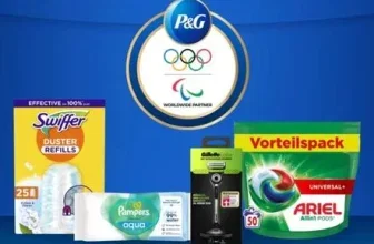 P&G Amazon Aktion: 10 € Sofortrabatt ab 40 € Einkaufswert. Gezeigt werden Swiffer, Pampers, Gillette und Ariel.