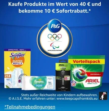 P&G Amazon Aktion: 10 € Sofortrabatt ab 40 € Einkaufswert