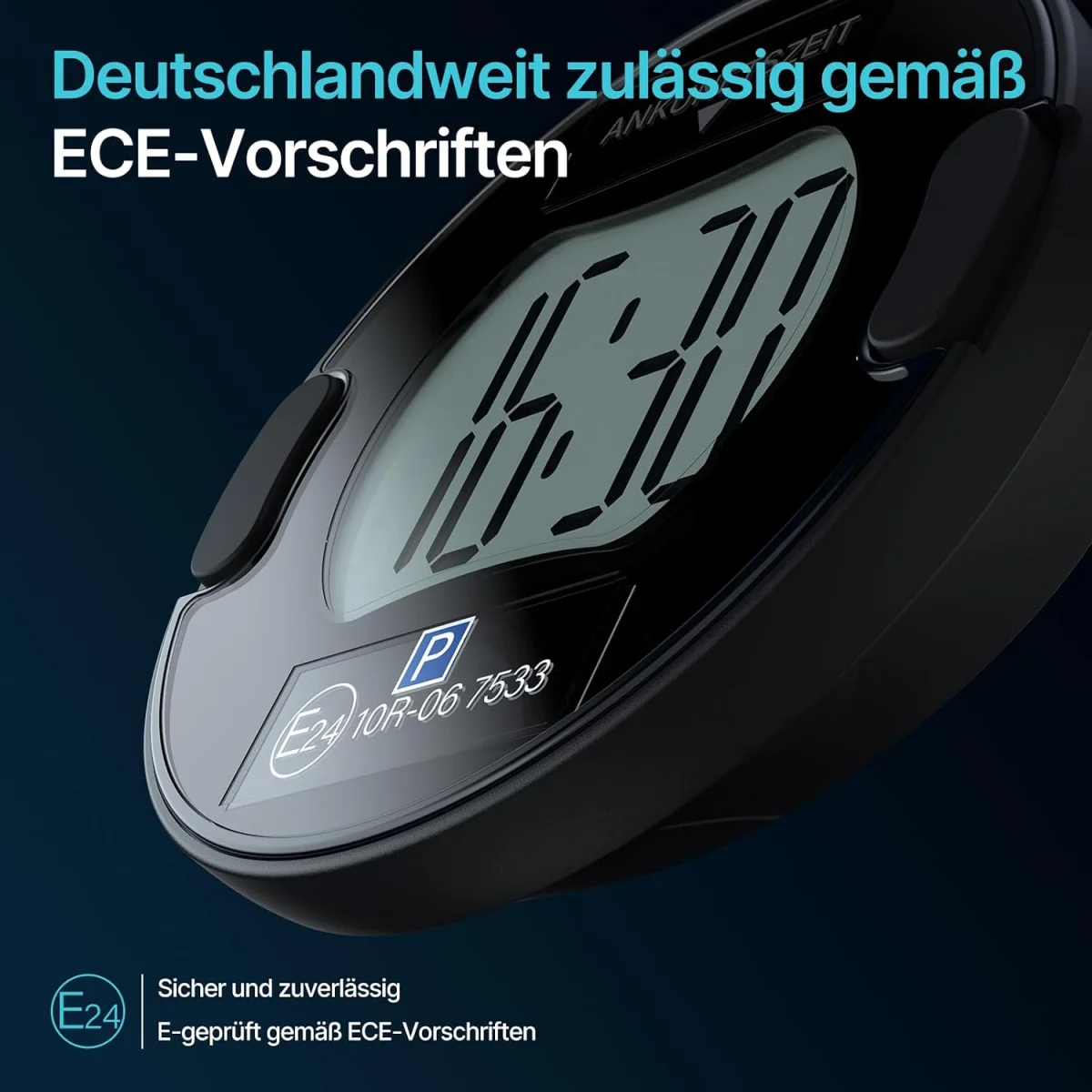 PT02 Elektronische Parkscheibe mit Zulassung (mit 2 Displays, Solarunterstützt – Bis zu 5 Jahre Laufzeit)