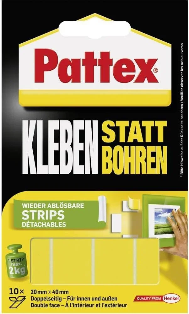 Pattex Kleben statt Bohren Klebe-Strips (10 Streifen Weiß)