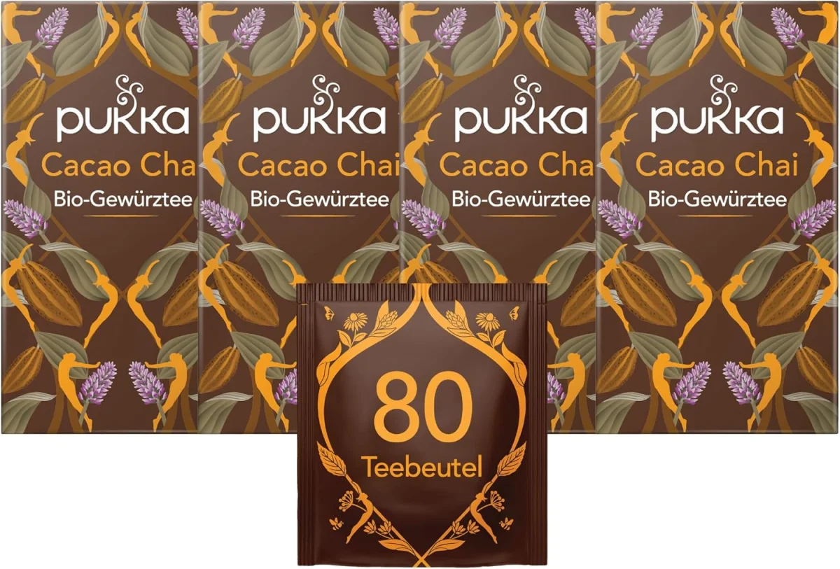 Pukka Cacao Chai Bio Gewürztee 4er Pack (4×20 Beutel)
