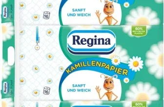 Regina Kamillenpapier 48er Pack mit grüner Verpackung und Gänseblümchen-Motiv