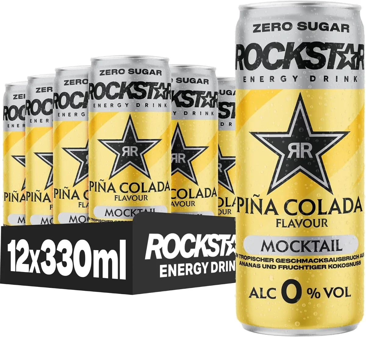 Rockstar Energy Drink Mocktail Piña Colada Zero Sugar – 0 0% (12x330ml)