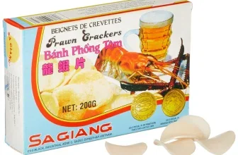 Sagiang Ungebackenes Krabbenbrot 200g Box mit Krabben und Bierglas Motiv