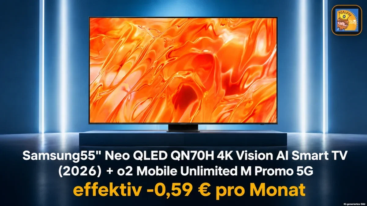 Samsung Tarife: Samsung 55″ Neo QLED QN70H 4K Vision AI Smart TV (2026) + o2 Mobile Unlimited M Promo 5G für 29,99 € / Monat + 44,99 € einmalig